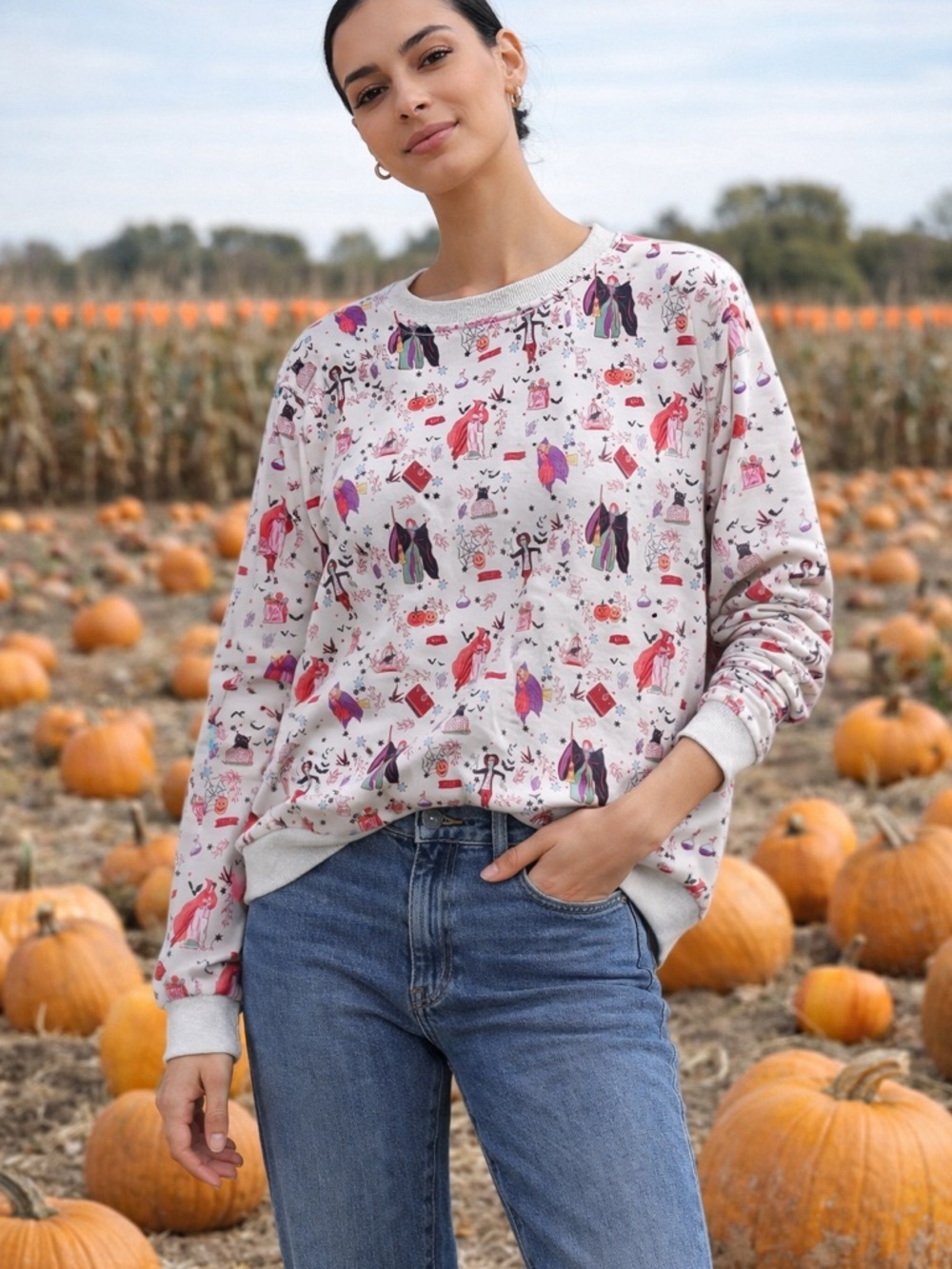 Elisabeth + Faith Hocus Pocus All Over Print Crewneck Sweatshirt XL Halloween